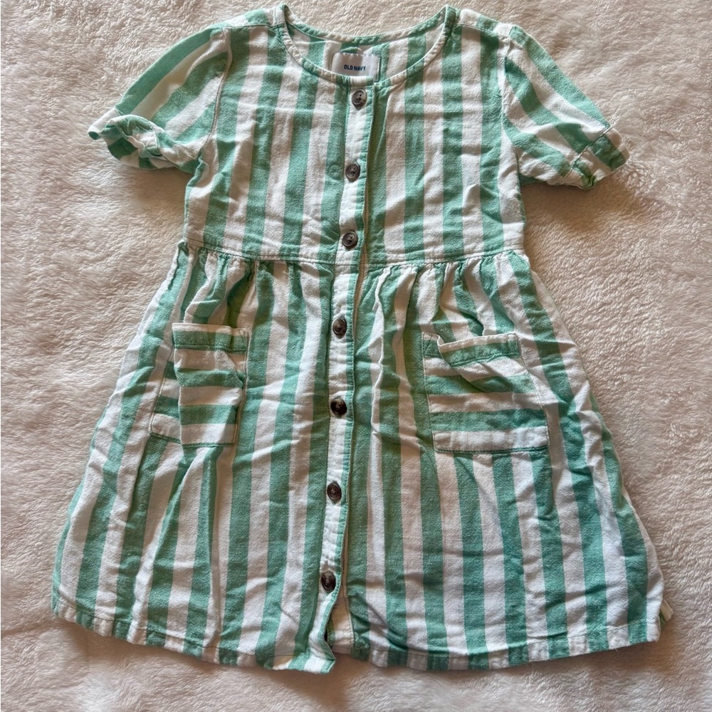 Old Navy Green and White Striped Dress